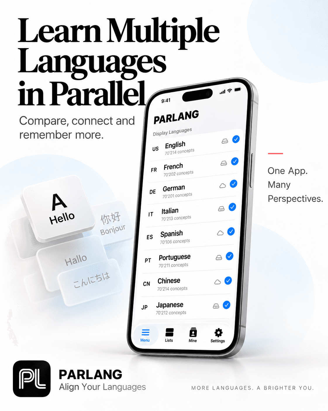 Translate once. Compare every language.